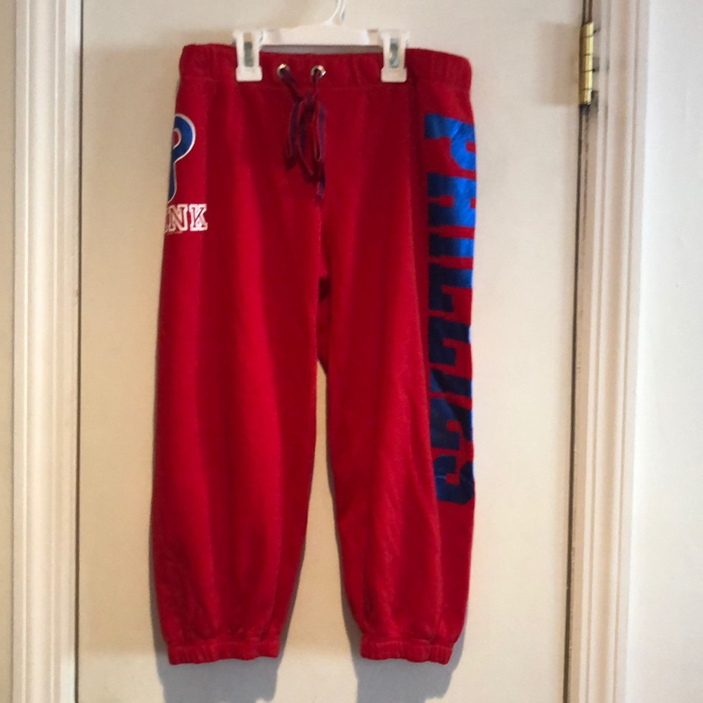 VS PINK Red Capri Phillies Sweatpants